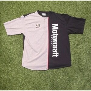 Y2K NASCAR Chase Authentics #21 Motorcraft Spellout Pit Shirt 1/4 Zip Mens 2XL
